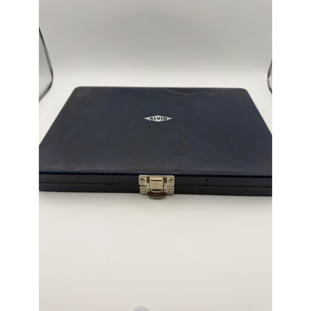 Vintage Alvin Drafting Set Charvos USA Compass Ruling Pen‎ K&E Cloth Blue Case